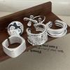 Xiaomi 925 Sterling Silver Rings for Women Couple Minimalist Handmade Simple Wide Flower Ring Set Party Jewelry Gift Prevent Allergy