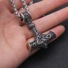 Vintage Stainless Steel Thors Hammer Necklace Nordic  Pendant Necklace Viking Scandinavian Norse Man Male Amulet Hip-hop Jewelry Gift