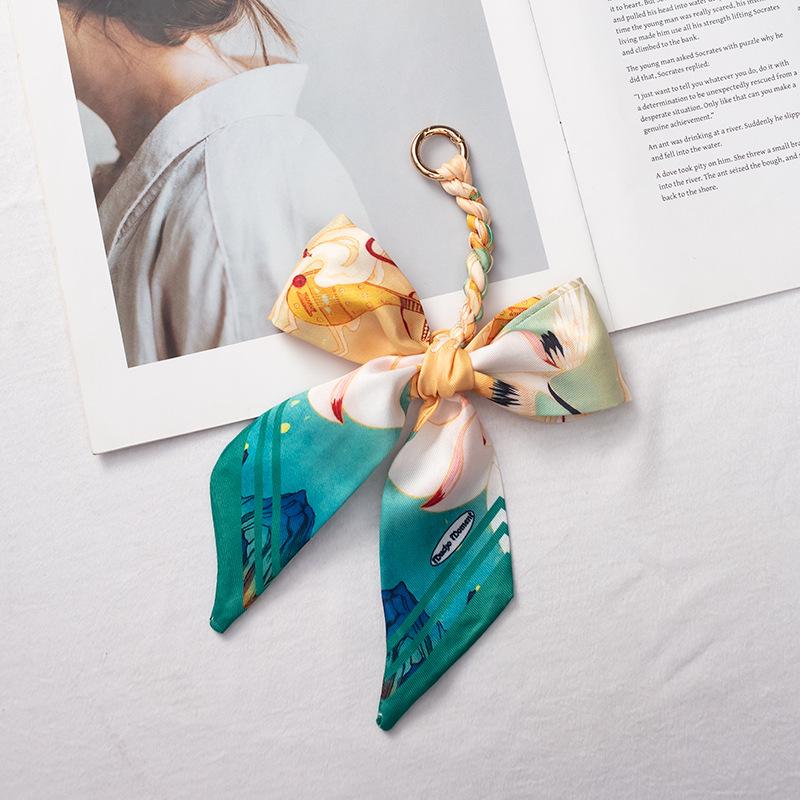 Silk Scarf Pendant Keychain: Versatile Bag Charm & Keyring