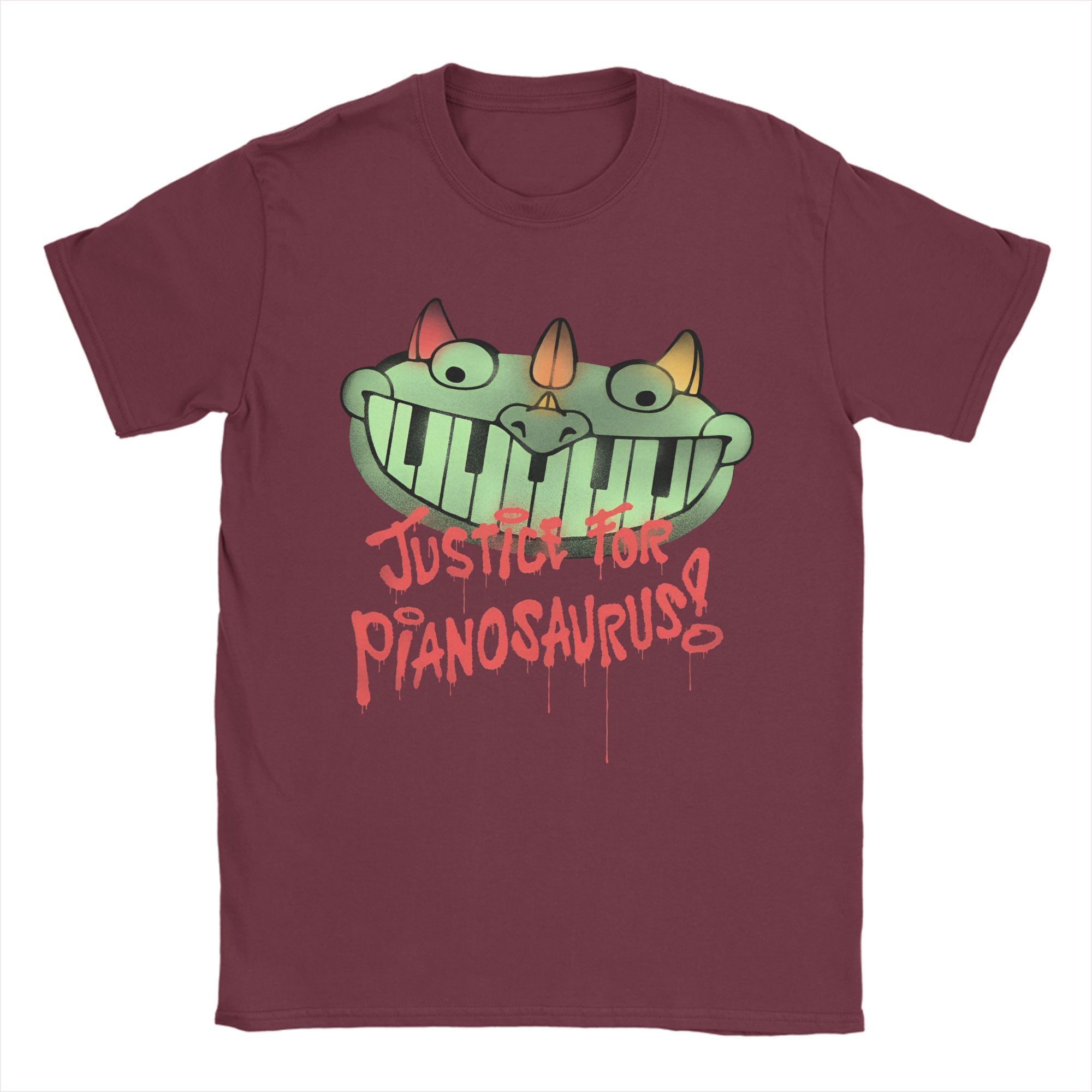 

Парна футболка Justice For Pianosaurus Футболки з піаніно-динозавром Харадзюку Poppys Літня футболка Y2K Смішний одяг з чистої бавовни L