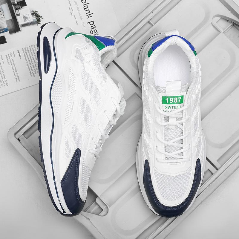 

Літнє чоловіче взуття нове дихаюче сітчасте біле взуття модне універсальне взуття на платформі спортивне повсякденне татове модне взуття в наявності 44