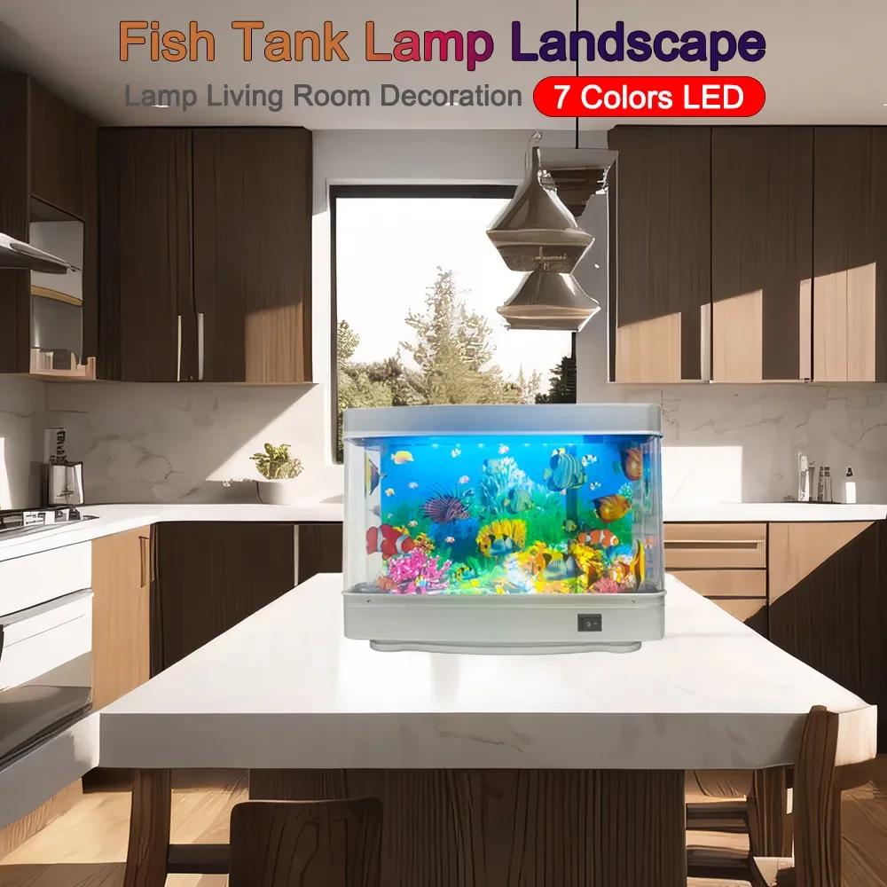 7 Colors LED Fish Tank Lamp Landscape Lamp Living Room Decoration Imitation Aquarium Landscape Underwater World With Switch