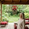 Sunlight Catching Home Decor Heart-Shaped Couple Wind Chime, Honeybee Gnome & Red Bird Outdoor Hanging Decor, Decorative Doorbell