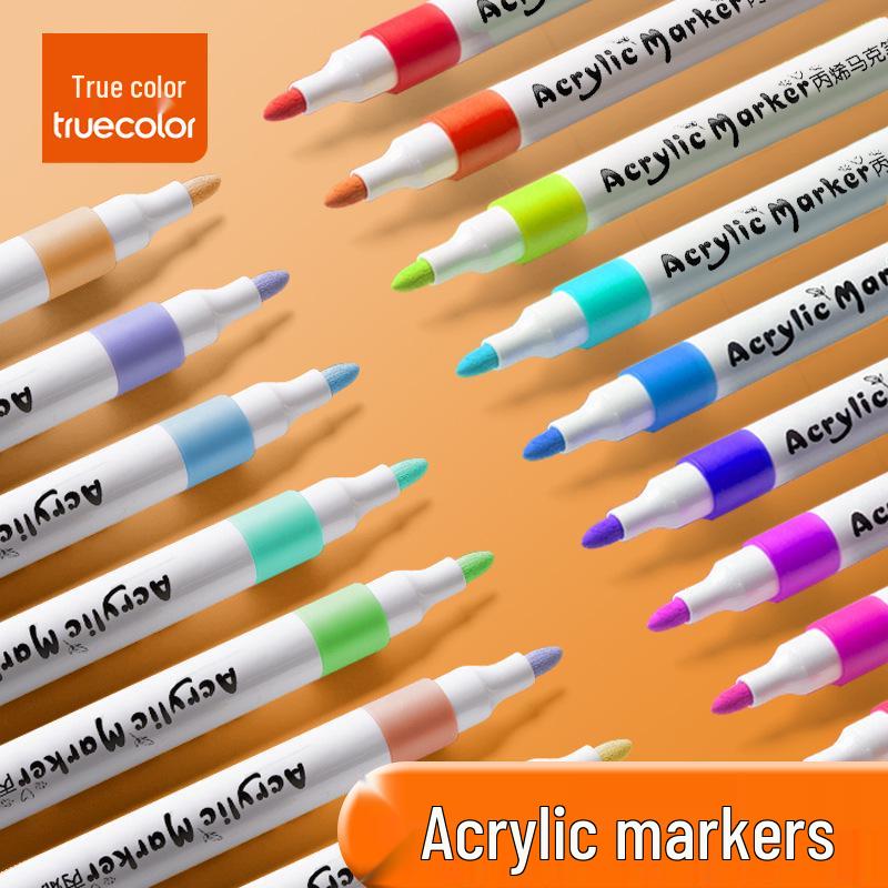 True Color Quick-Drying Waterproof Acrylic Marker for Kids - Opaque Hand-Painted Graffiti & Art Drawing Pen.