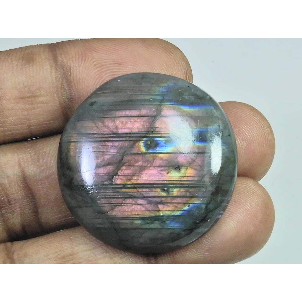 34X34X6MM Natural Purple Labradorite Spectrolite Round Loose Gemstone 85Cts. D-393
