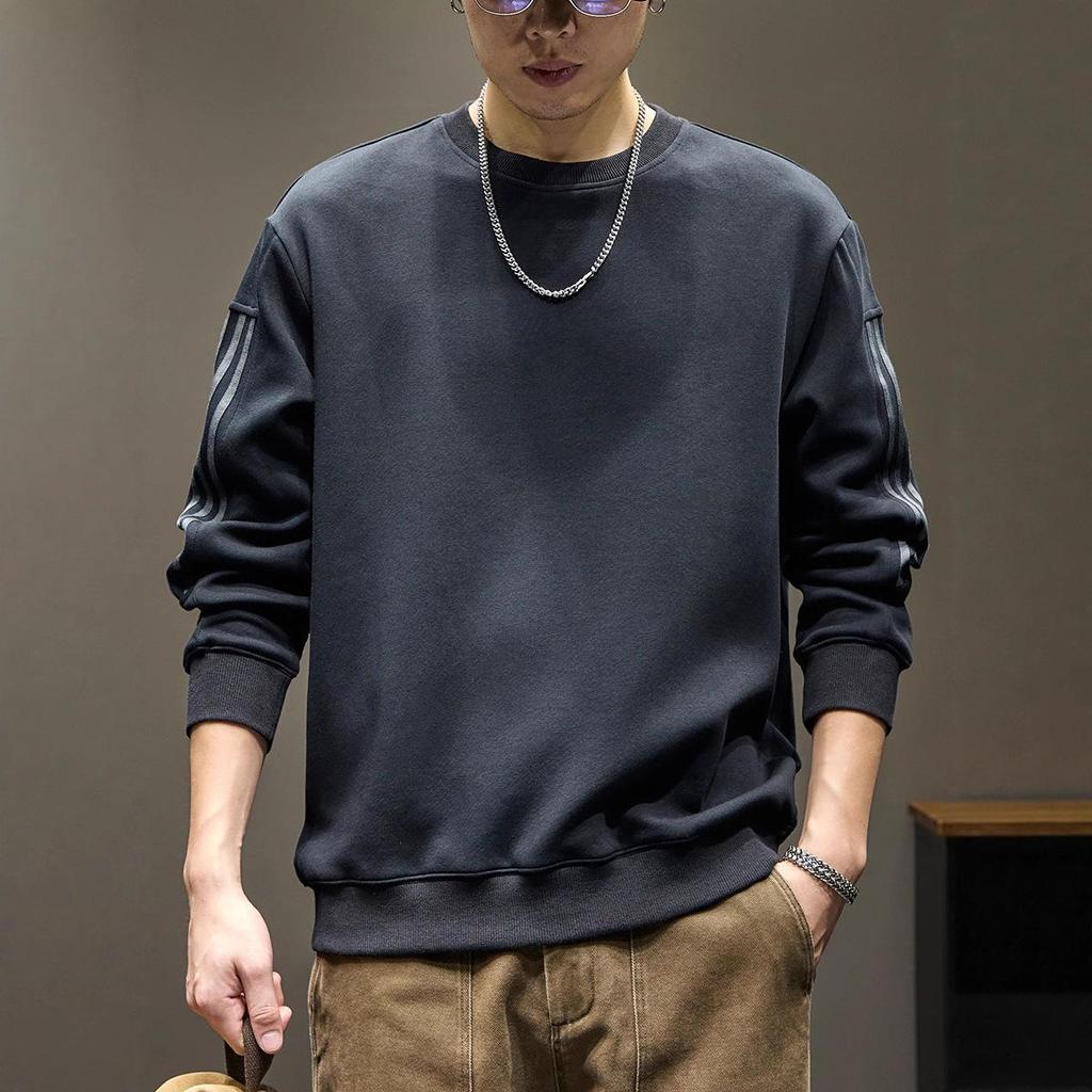 Men's Trendy Striped Crewneck Sweatshirt - Autumn 2025 Casual Heavyweight Long Sleeve Top