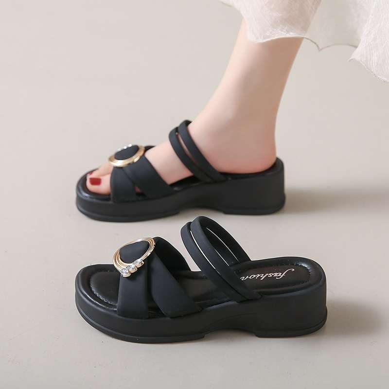 Fairy Style with Skirt Platform Roman Sandals Female 2025 Summer New Fashion Two Wear Maternity Cool Slippers Female