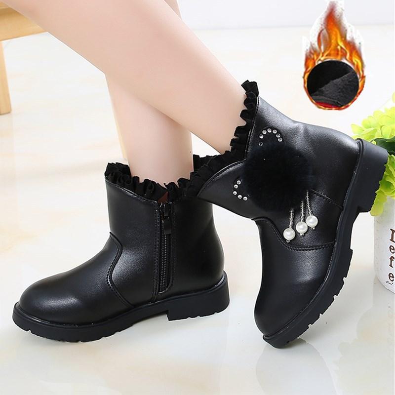 

Короткие сапоги из искусственной кожи для девочек с помпоном и кисточками, дизайнерские ботильоны с кружевом, для вечеринок, свадеб, танцев, на плоской подошве, для студентов, черные, красные 37