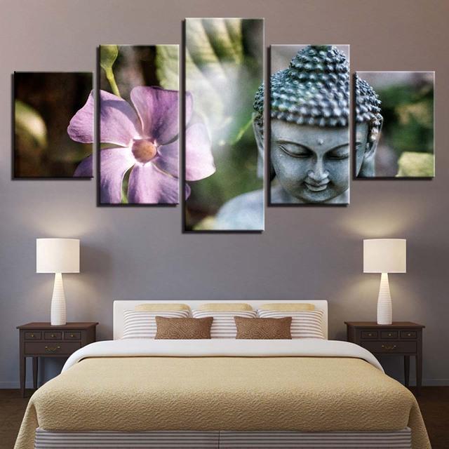 Obraz na płótnie wydruki hd Home Decor 5 sztuk budda Wall Art nowe klasyki modułowy obraz na nocny plakat z grafiką w tle