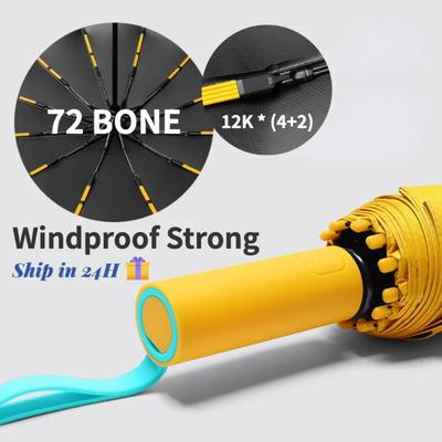 72 Bone Super Strong Windproof Automatic Umbrella Sunshade Uv Protection Folding Sunproo Anti-Storm Large Size Reverse Rain Gear