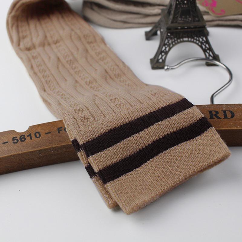 

Узкие студенческие носки выше колена для девочек, осенние и зимние теплые носки One Size бежевый