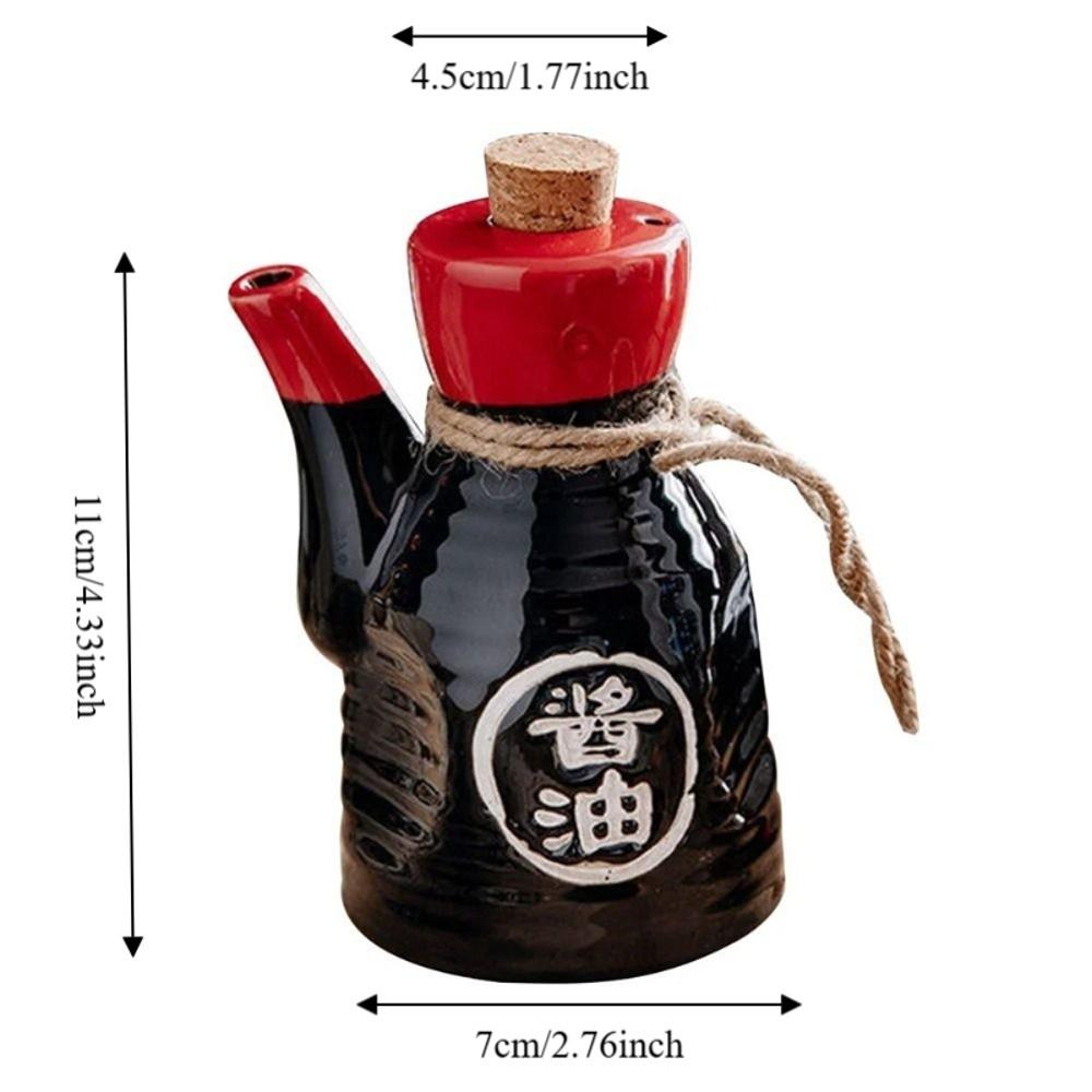 Ceramic Japanese Style Soy Sauce Bottle Vintage Dinning Table Condiment Dispenser Hotel