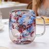 Taza de Flores Secas Doble Capa Vidrio de Borosilicato Alto Tazas de Café Tazas Divertidas Taza Inusual Vajilla para Café Vajilla para Té Vajilla para Bebidas Lujo