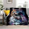 1PC Custom Name Colorful Kittens Friendship flannel blanket versatile,all-season throw suitable for the living room,bedroom,camping,travel,and gift