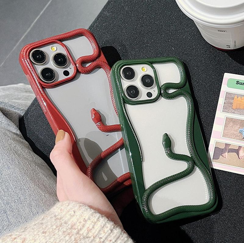 Überzug 3D Schlangenform Mode Hohl Hülle für iPhone 16 Pro Max 15 Pro 14 Plus 13 12 11 Stoßfeste weiche Silikon-Telefonabdeckung