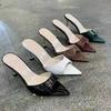 Dames Muilezels met Slangenprint en Bandjes, Dunne Hoge Hakken, Slippers, Sandalen, Puntige Peep-toe, Instappers, Feest Slippers Schoenen