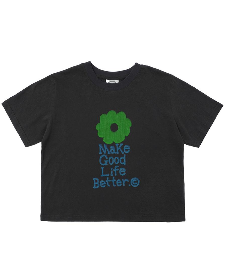 Match Glove Lucky Flower Crop Top (Black) Lg/Free