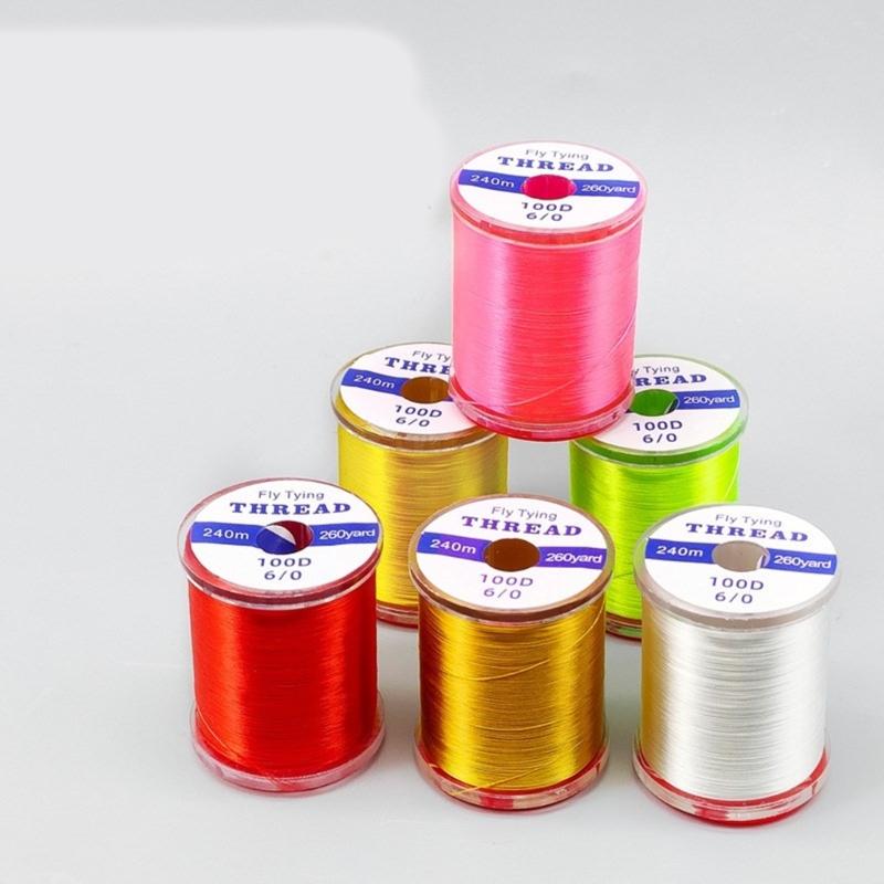 240M Fly Tying Thread Set 6 Bright Color High Strength Fly Tying Thread Fly Tying Wire for Saltwater and Freshwater