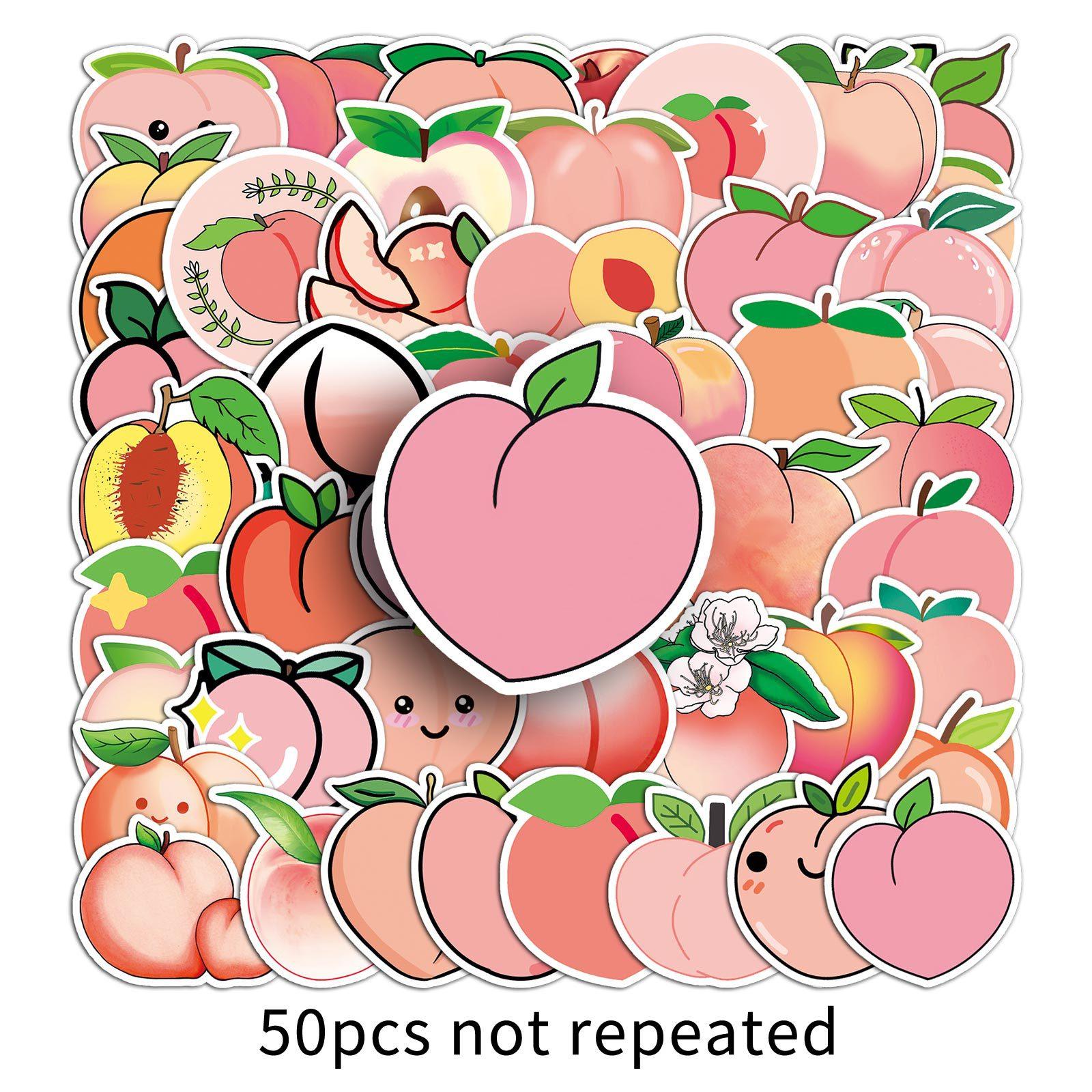 

50 Персиковый Дудл Мультяшный Фрукт Детская Жвачка Карточка Награда Сделай Сам Чехол для Мобильного Телефона Наклейка на Чемодан Водонепроницаемый