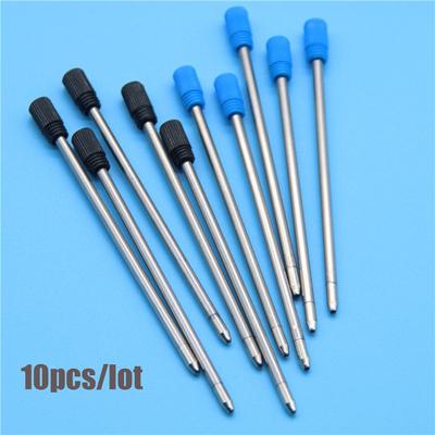10 Pcs/lot 0.5mm Hot Signature Office Blue/Black Ink Metal Medium Nib Core Ballpoint Pen Refills