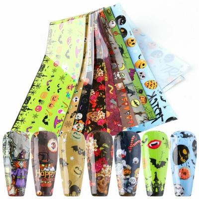 10Pcs Nail Art Foil Adhesive Halloween New Year Sticker Decals Wrap Manicure