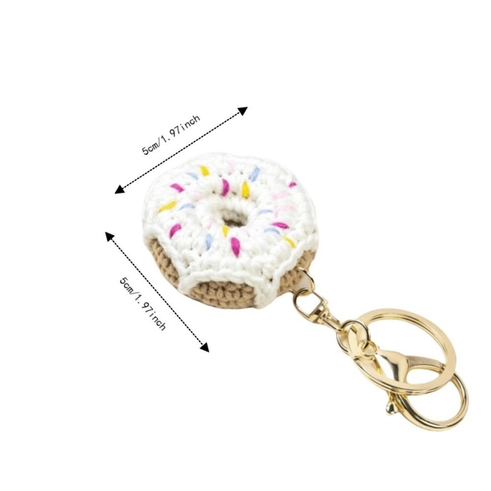 Mini Crochet Donut Keychain Colorful Food Shape Key Ring Handmade Knitted Keychain Bag Pendant