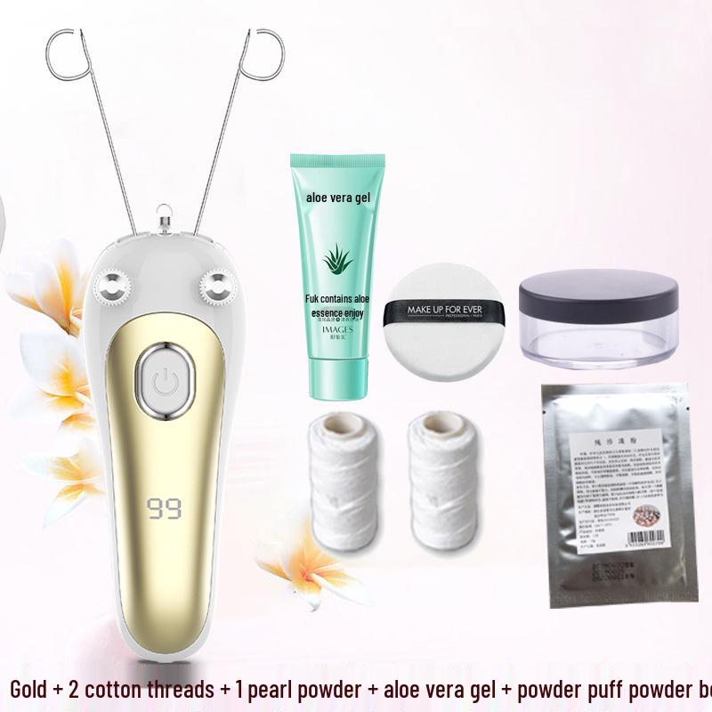 Rechargeable Facial Hair Removal Threading Device with Tweezers