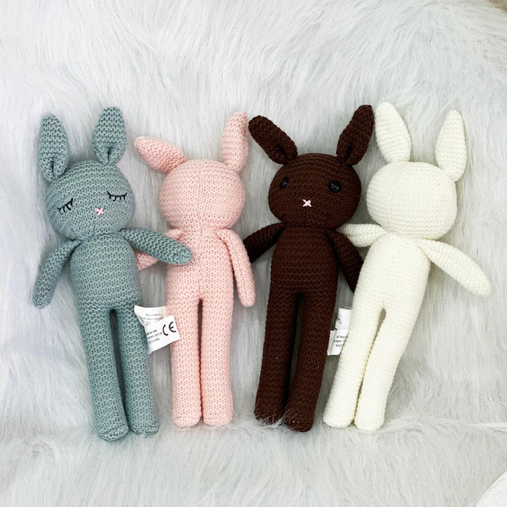 Handmade Knitted Rabbit Doll Baby Soothing Toy Mini Kawaii Cuddle Doll For Newborn Early Educational Toy Baby Educational Toy