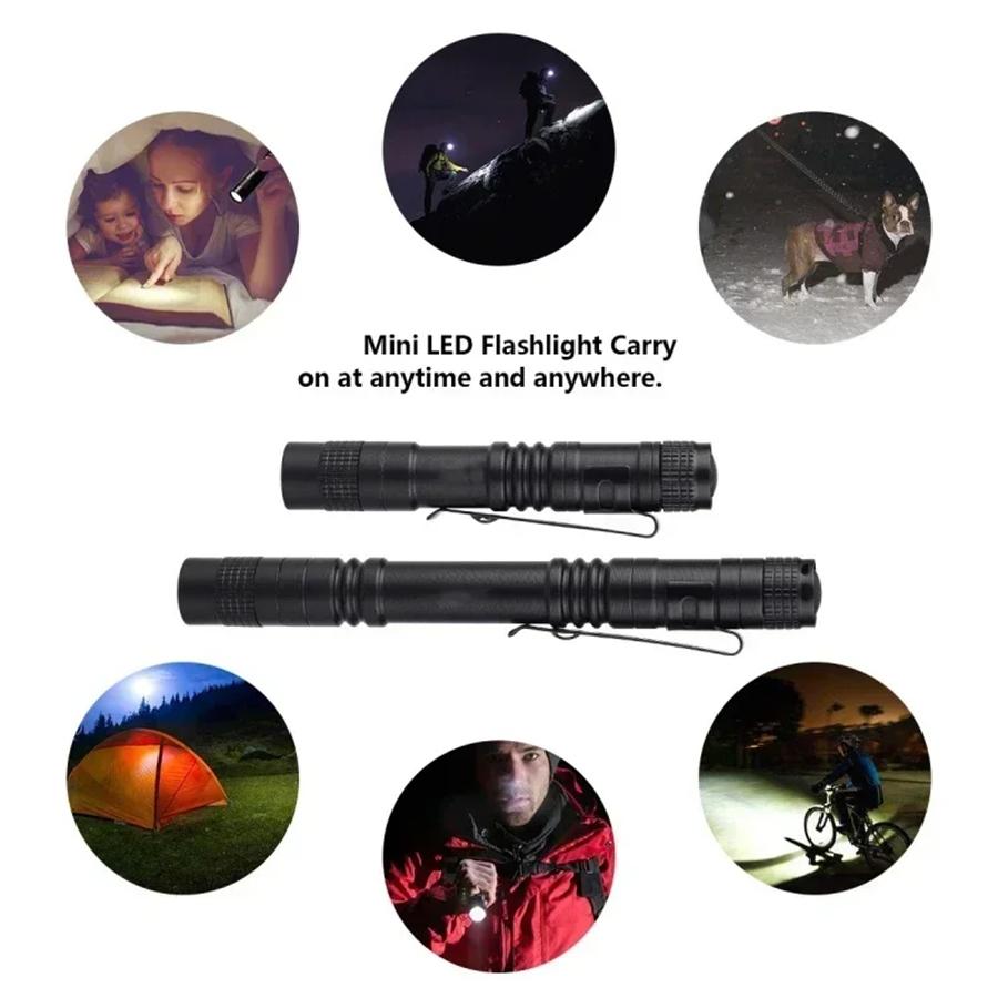 500LM Mini LED Flashlight, Portable Aluminum Alloy Pen Light with Clip, for Camping Hiking Emergency & Dentist Nurse Examination