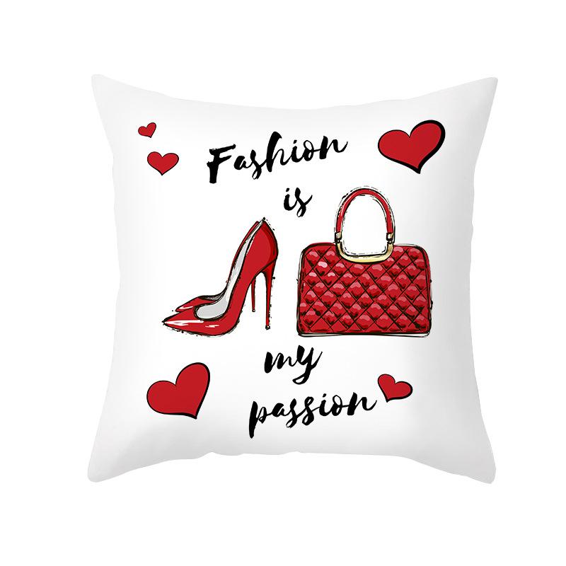 

Valentine s Day Pillow Case with Peach Skin Print Red Rose Love Pillow Case for Home Living Room Sofa Bedroom Cushion 45 * 45Cm (without pillow core)