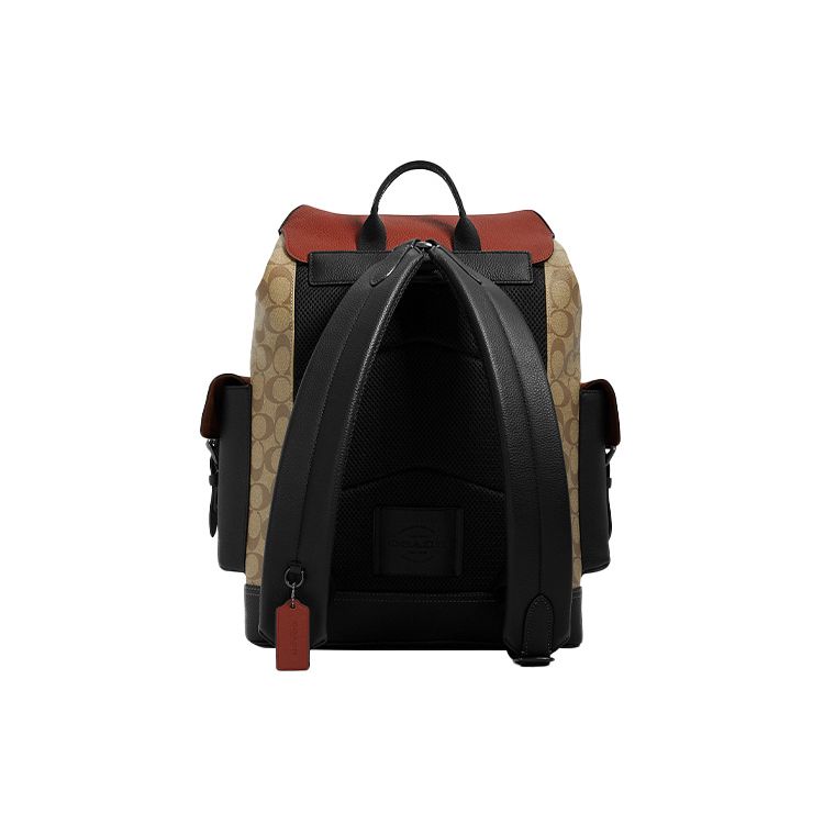 Coach Zaino Hudson 30 Classico Monogramma Color Block Patta Grande Capacità Tela e Pelle Zaino Uomo Kaki Nero C8145-QBTUI