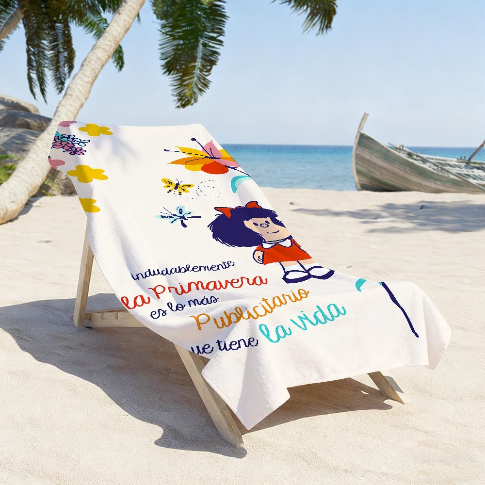 Serviette Mafalda Mignonne Dessin Animé Douce Cadeau Piscine Pour Voyage Salle de Sport Douche Camping Séchage Rapide Sportive Grandes Serviettes de Plage