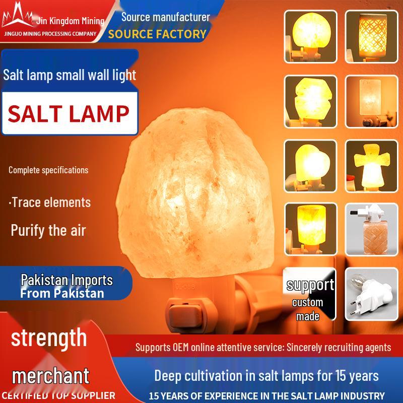 Himalayan Natural Crystal Salt Wall Lamp - Plug-In Night Light for Bedroom, Living Room, Corridor