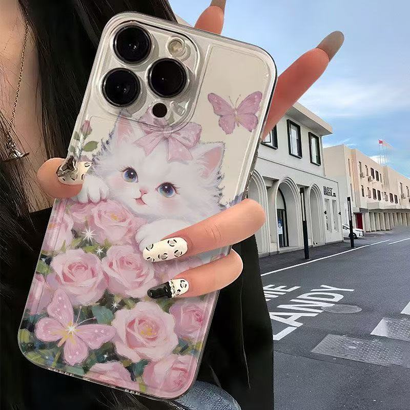 Cute rose for iphone17promax mobile phone case apple 16/14 pro Japan and Korea 13/12/15 cat