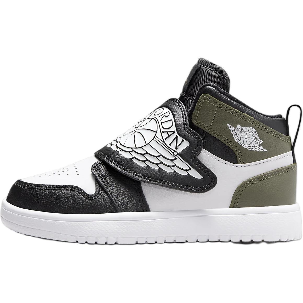 (PS) Air Jordan Sky Jordan 1 Black White Medium Olive Kids BQ7197-092 EU 28