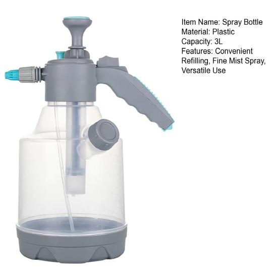 3L Pumpsprüher Kunststoff Nachfüllbare Wassersprühflasche Handsprühflasche mit Messbecher Verstellbare Düse für Gartenarbeit Reinigung Bewässerung
