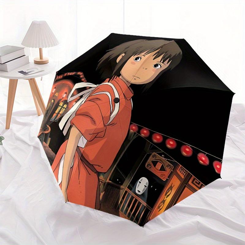 1pc Spirited Away, Chihiro Auto Folding Umbrella, Portable Collapsible Design, 8-Rib Iron Frame, , All-Season Casual Outdoor Accessory for Christmas B