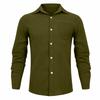Men's Long Sleeves Pocket Single- Buckle Flip Collar Shirt