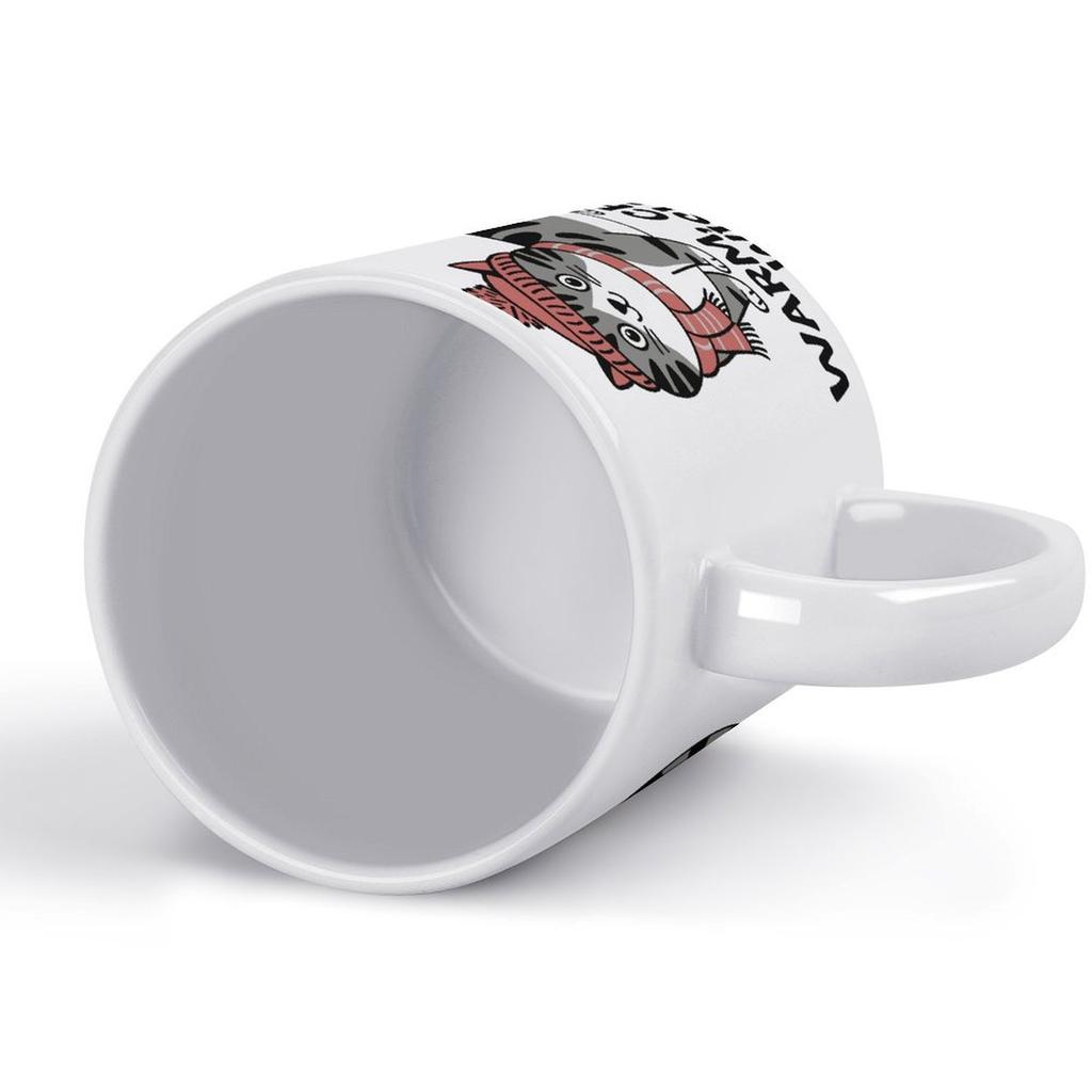 1pc 11oz blank ceramic coffee mug, double-sided printed cup for tea, cocoa, beverages, glossy white surface, durable, perfect everyday choice