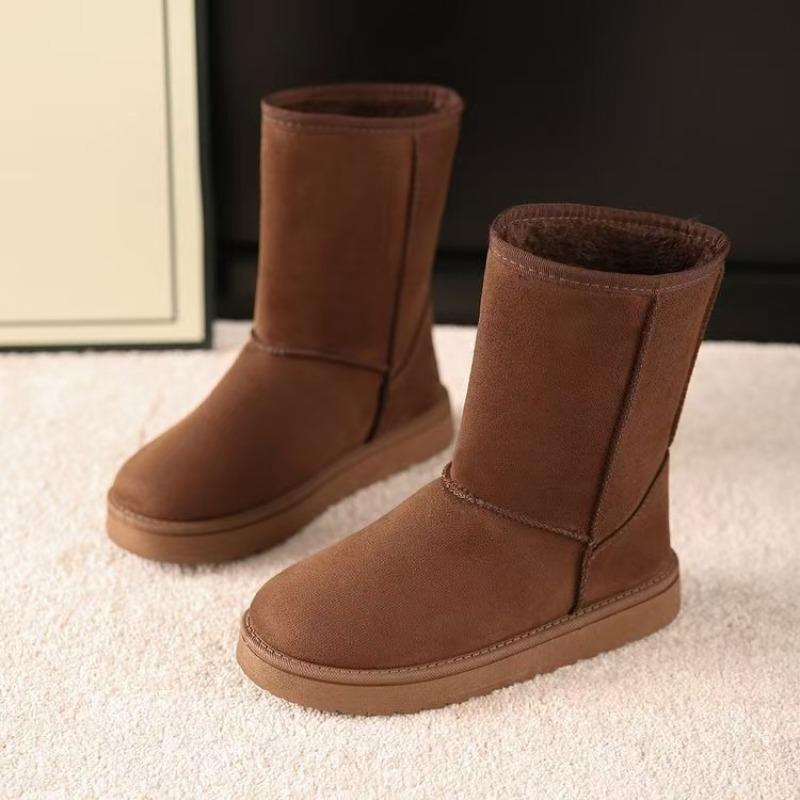 Fleece verdickte Schneestiefel Damen Winter neue Schuhe große Größe Baumwollstiefel warme Baumwollschuhe Leder integrierte kurze Stiefel
