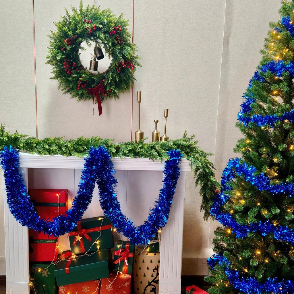 2M Christmas Decoration Garland Xmas Tree Ornaments Sparkling Metal Ribbon For Xmas Hanging Pendant Decor Party New Year Wedding