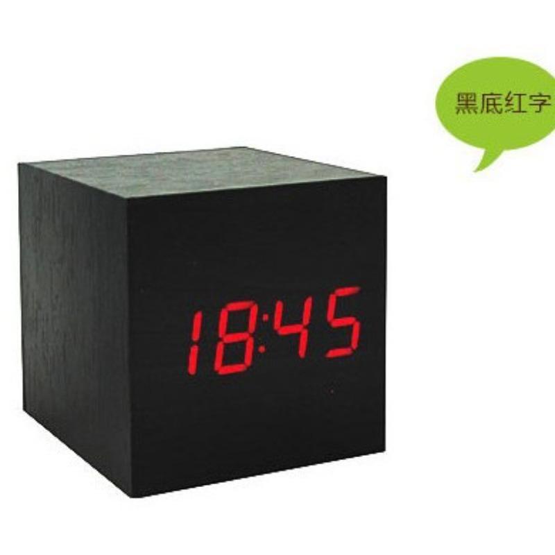 Wooden Clock Electronic Wood Clock Square Clock Sleeping Small Alarm Clock Smart Digital Clock