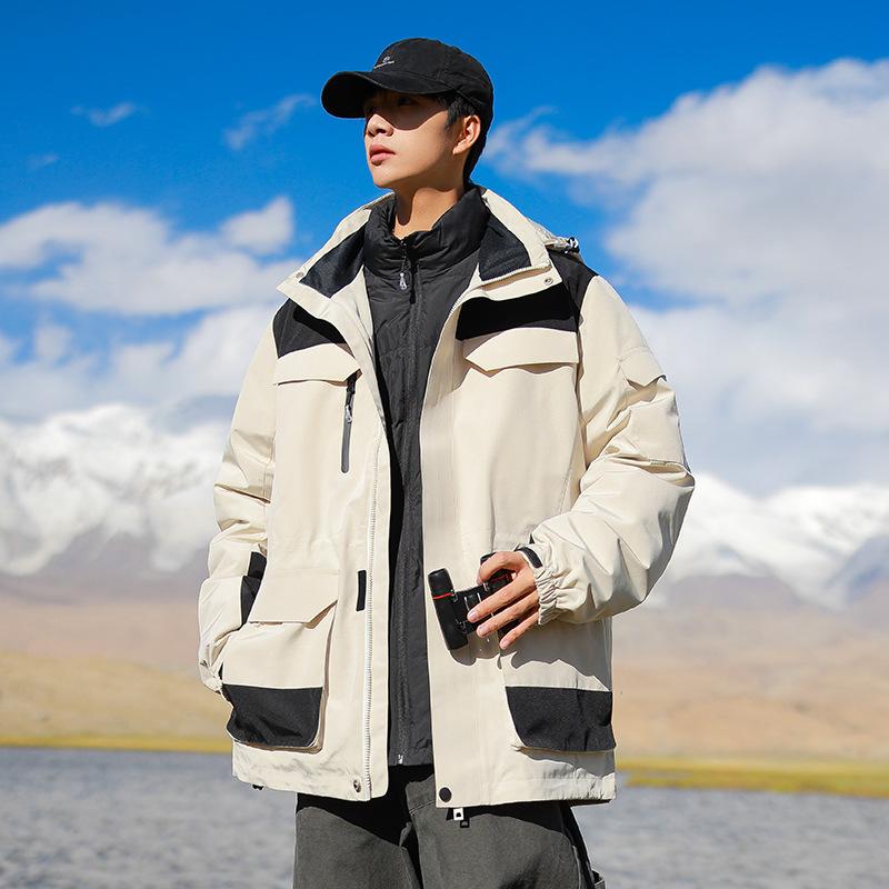 Down Jacket Men's Winter New Detachable Jacket White Duck Down Thickened Warm Loose Jacket Jacket for Men