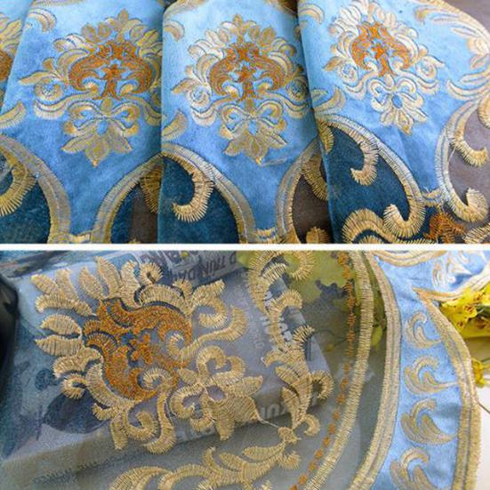 2PCS European-style Chenille Embroidered Thickening Blackout Curtains High-grade Living Room Bedroom Balcony Floor-to-ceiling Windows Nordic Curtains