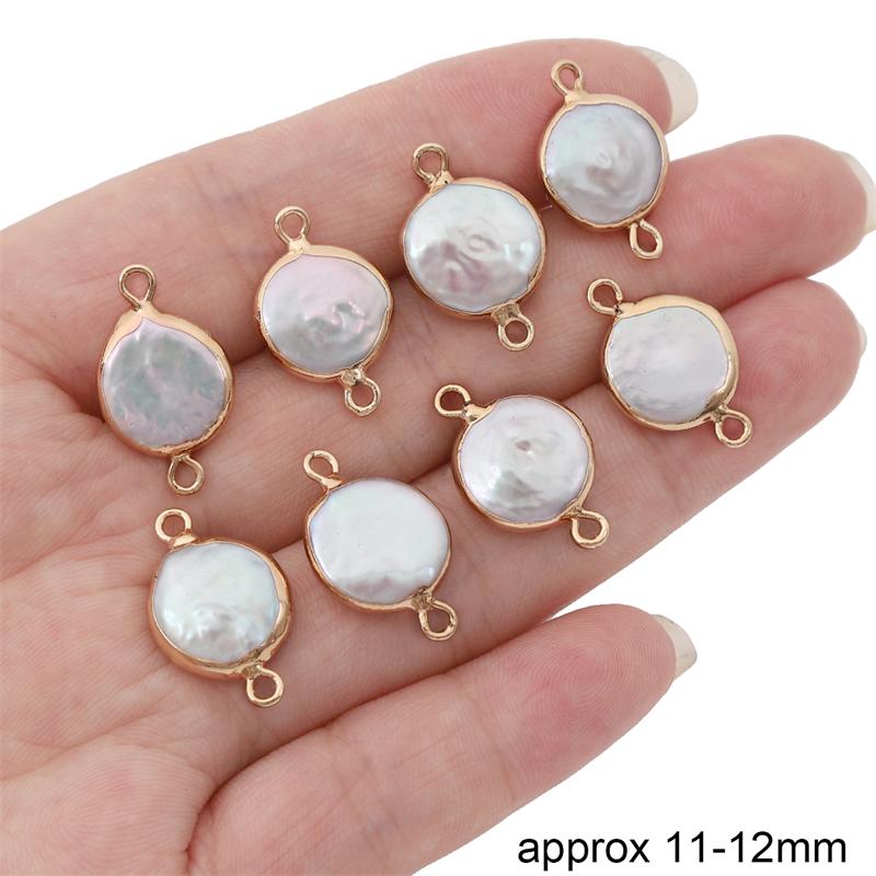 Natural Freshwater Pearls Irregular Gold Edging Double Hanging Pendants For DIY Necklace Bracelet Earrings Jewelry Making