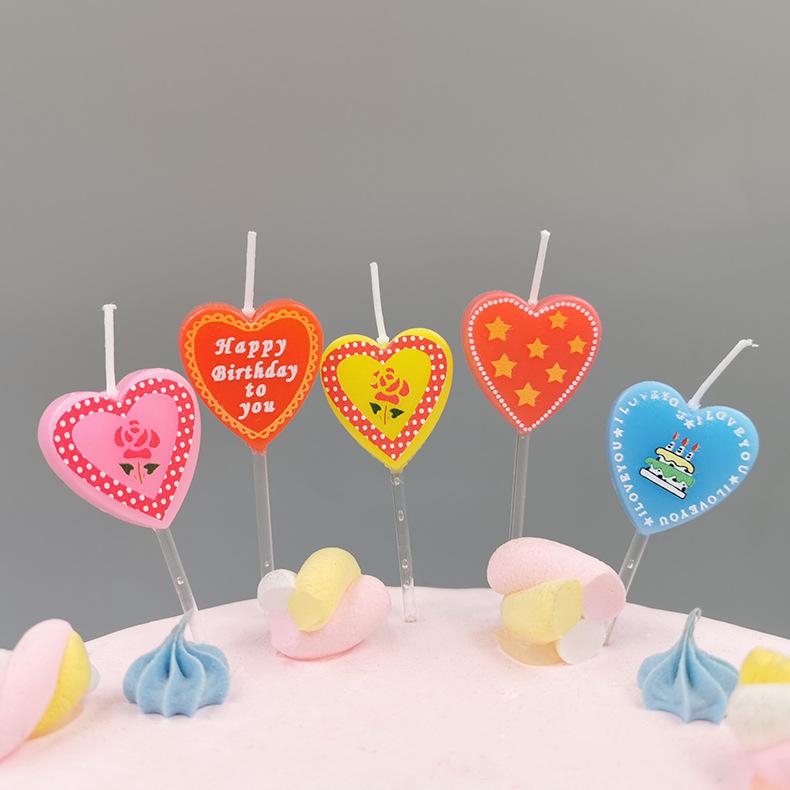 Bell Bright Cartoon Printing Little Love Birthday Candle Color Creative Retro Love Cake Decorative Candle