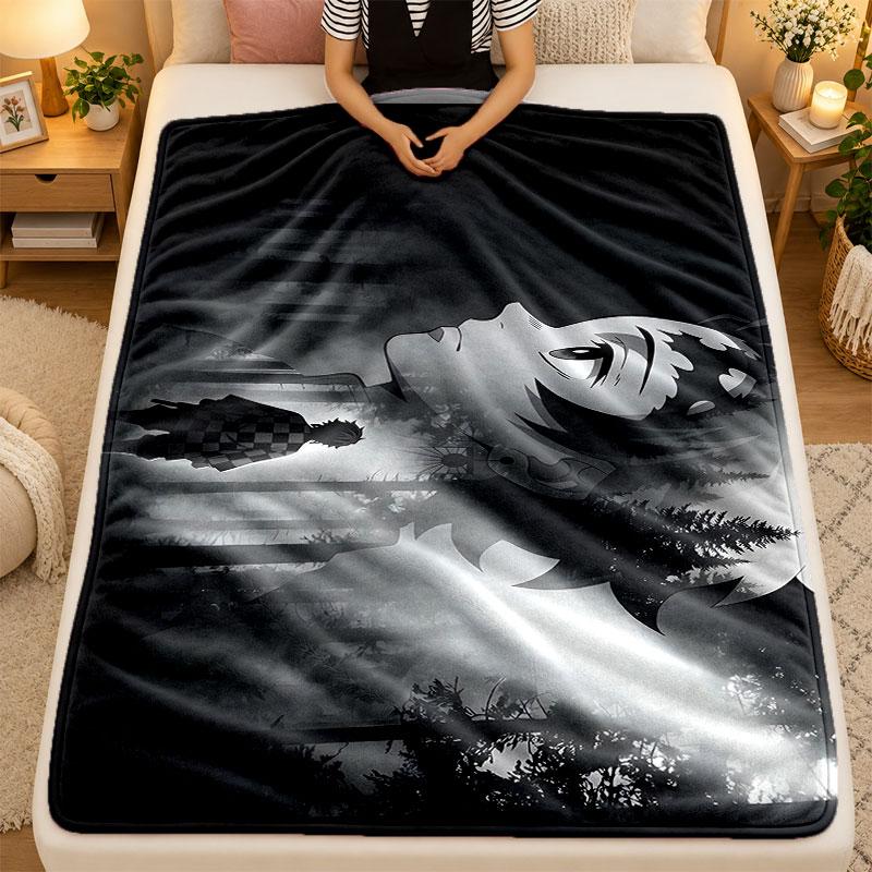 Flannel BlanketDemon Slayer Warm Soft Throw Blanket for Indoor Sofa Bed Living Room Use