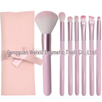 Cai Sen Xiu 7-10 Piece Pink & White Beginners Travel Makeup Brush Set