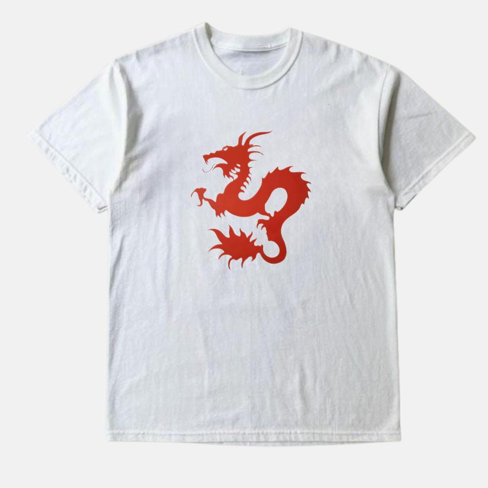 Red Chinese Dragon Graphic Tee, Unisex Cotton Blend T-Shirt 3XL