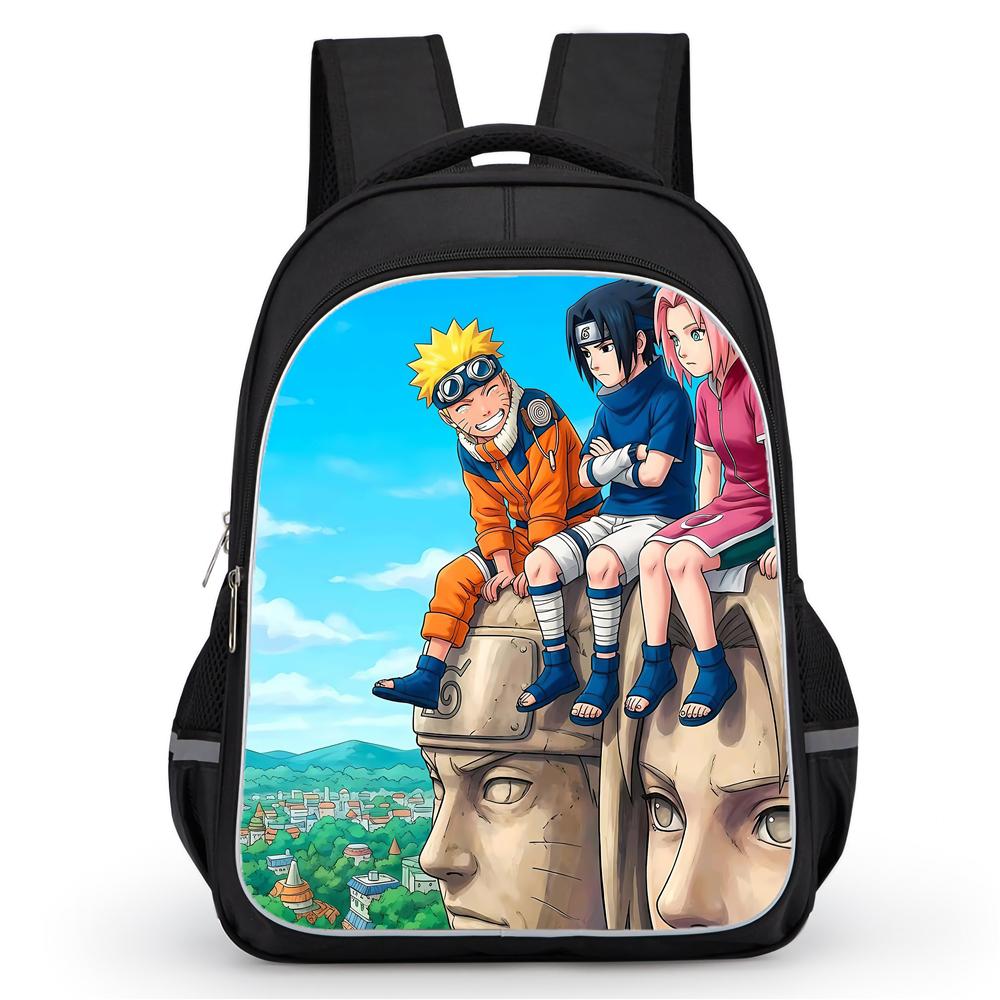 Dual Zipper Pockets, NARUTO Design Suitable For Boys&Girls, Durable 16-inch Lightweight Kids Cartoon Student Backpack Age 5-11.